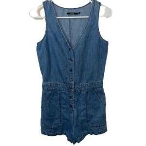 J Brand Romper Devoted Kalea Size XS Blue Jean Romper Denim Play suit Overalls